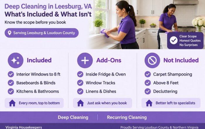Deep cleaning in Leesburg VA what is included and what is not - Virginia Housekeepers
