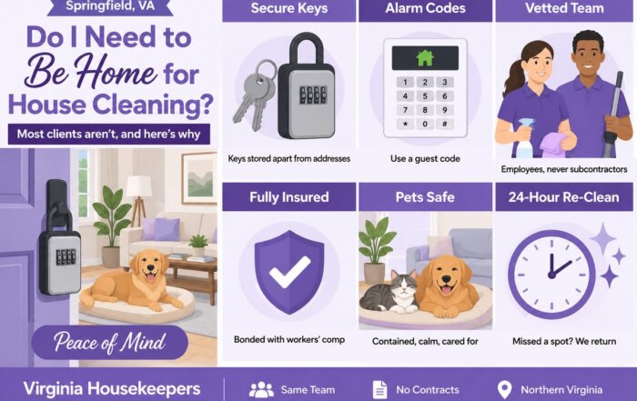 Do I need to be home for house cleaning in Springfield VA - Virginia Housekeepers